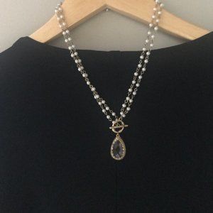 Faceted Drop Pendant Gold necklace- dressy